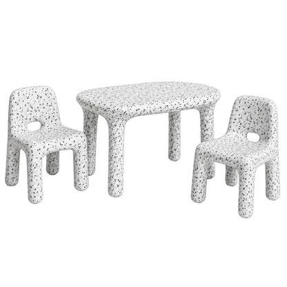 Kid's Confetti 1 Table & 2 Chairs Set - Indoor/Outdoor Black and White (In Stock)