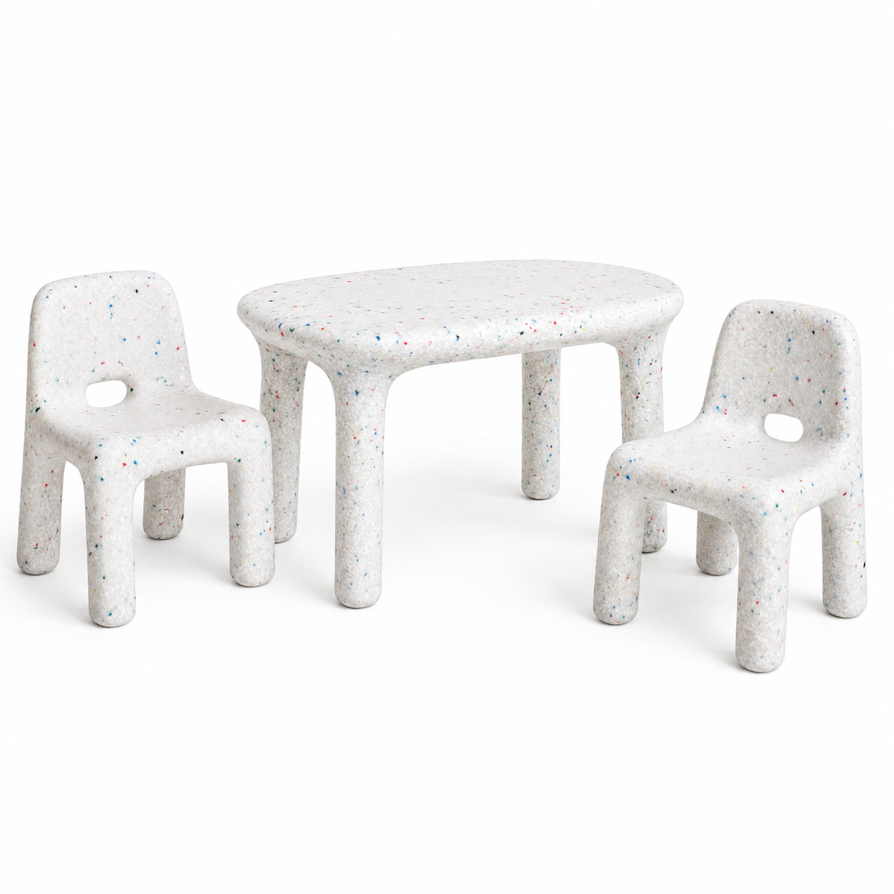 Kid's Confetti 1 Table & 2 Chairs Set - Indoor/Outdoor White Mixed HP-11 (In Stock)