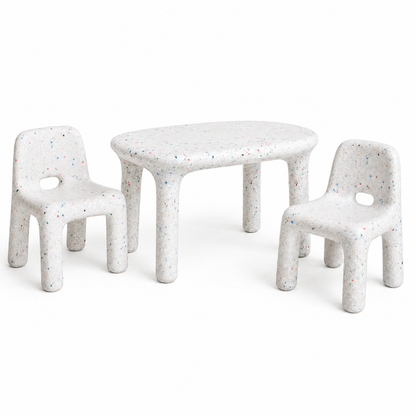 Kid's Confetti 1 Table & 2 Chairs Set - Indoor/Outdoor White Mixed HP-11 (In Stock)