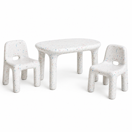 Kid's Confetti 1 Table & 2 Chairs Set - Indoor/Outdoor White Mixed HP-11 (In Stock)