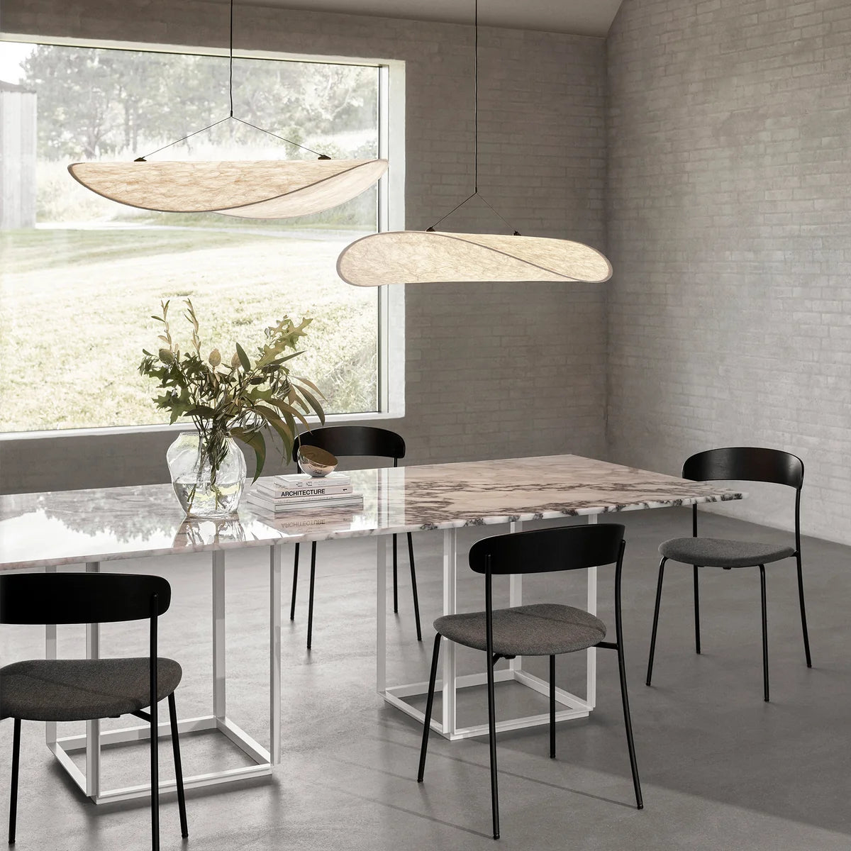 Lune Pendant - Dupont Paper - White/Black