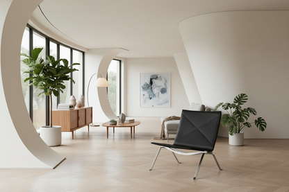 Enzo Lounge Chair - Leather - Steel Frame