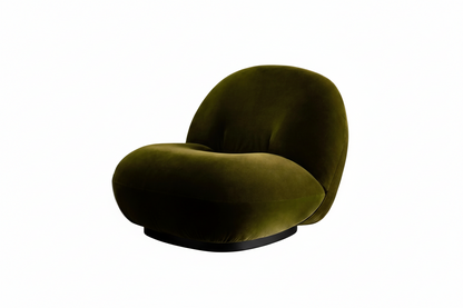 Lune Lounge Chair - Cotton Velvet - Forrest Green Black Semi Matt Swivel Base (Estimated Lead Time: 8-12 weeks)
