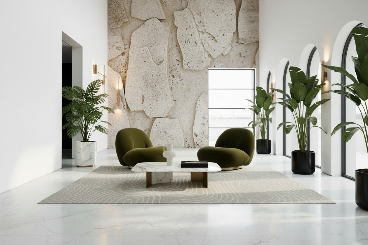 Lune Lounge Chair - Cotton Velvet - Forrest Green