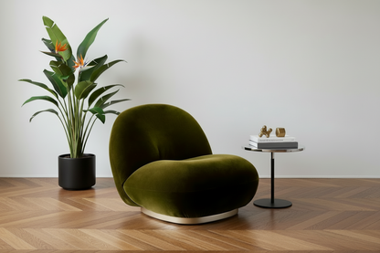 Lune Lounge Chair - Cotton Velvet - Forrest Green