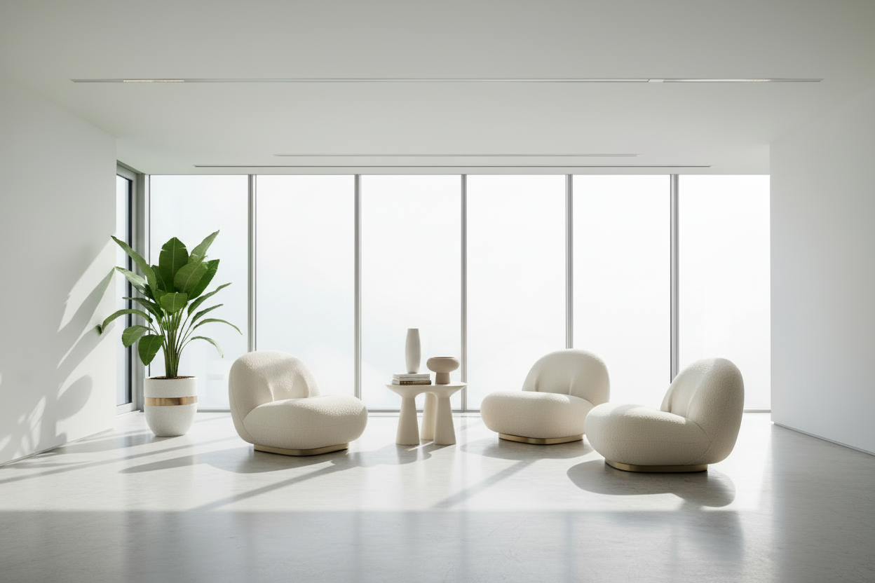 Lune Lounge Chair - Ivory Boucle