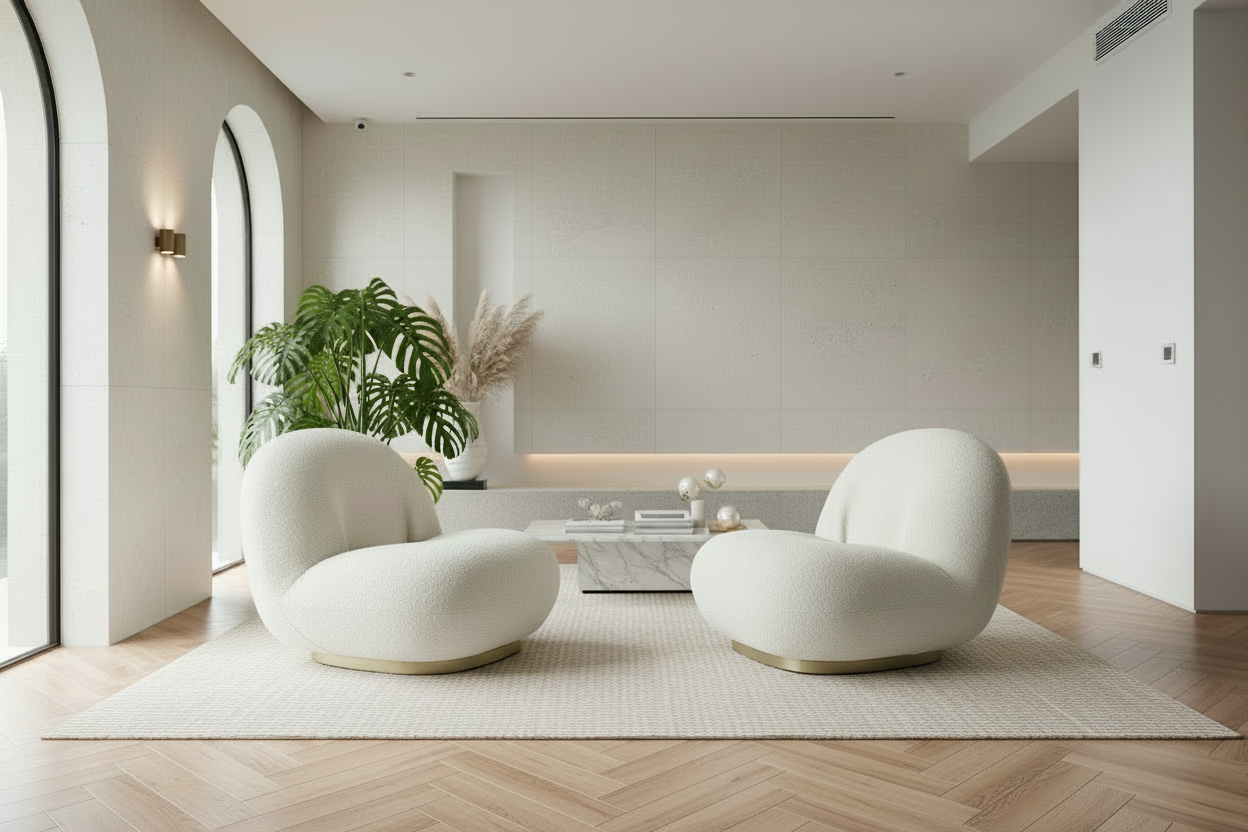 Lune Lounge Chair - Ivory Boucle