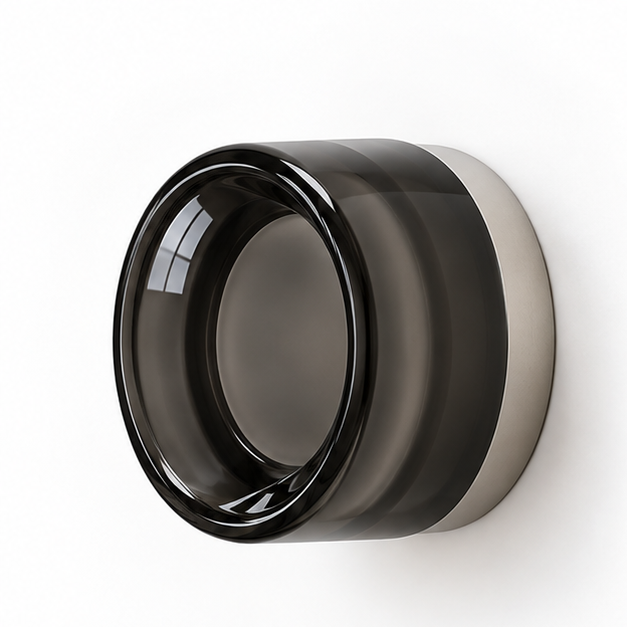 Helio Round Glass Wall Sconce Dimple Smoke Satin Nickel