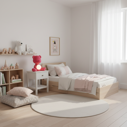 Children's Teddy LED Table Lamp Night Light Velvet - Pink