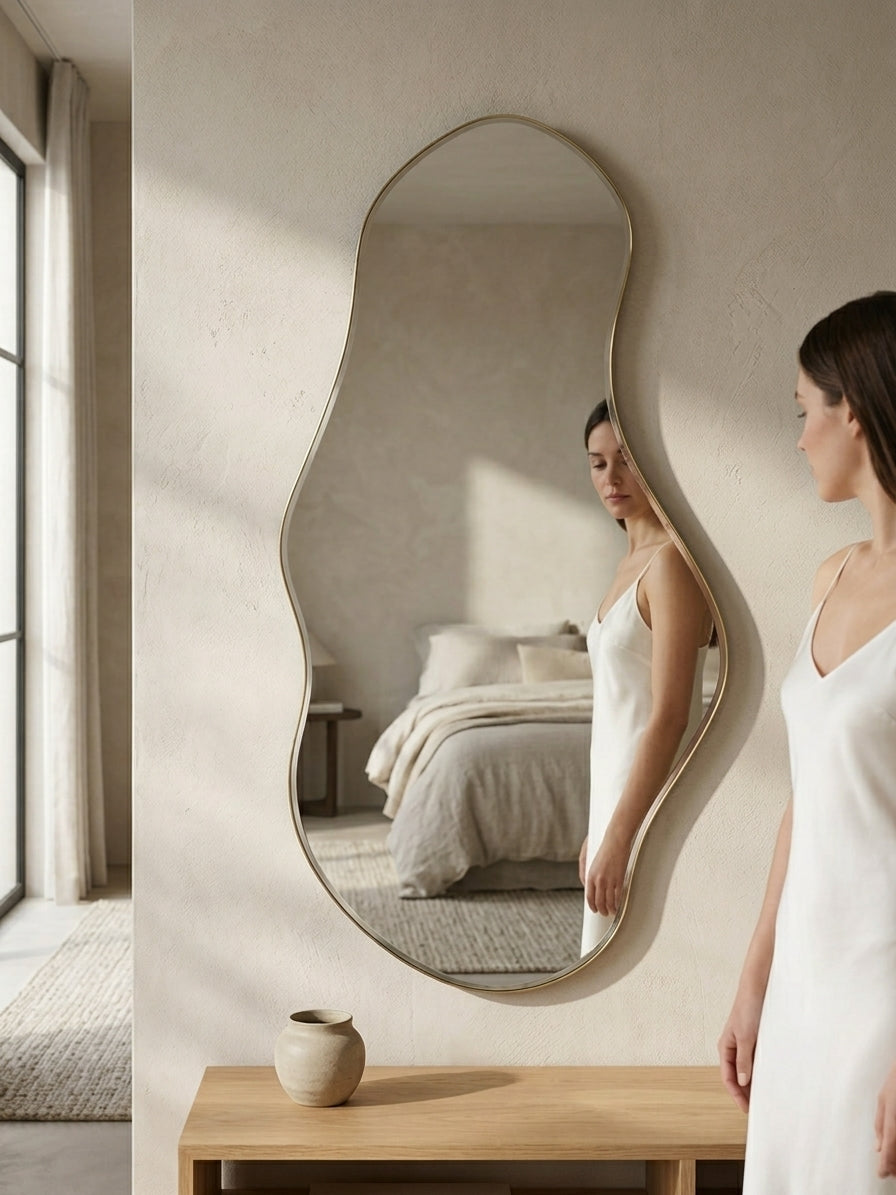 Curvature Wall Mirror - Brass Frame - Large