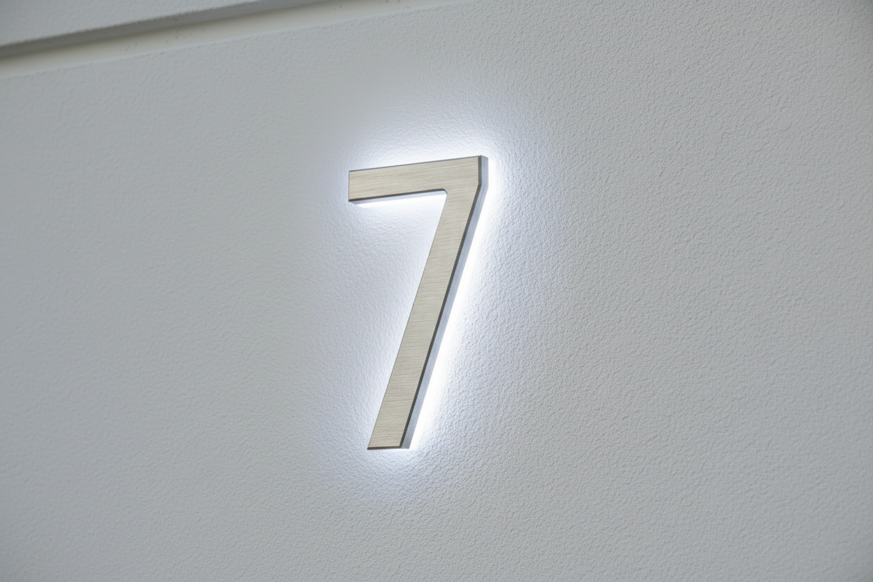 LUMO Lighting | Contemporary Illuminated Address Number 5" (Outdoor) - Silver/Brushed Aluminum