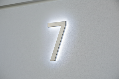 LUMO Lighting | Contemporary Illuminated Address Number 5" (Outdoor) - Silver/Brushed Aluminum