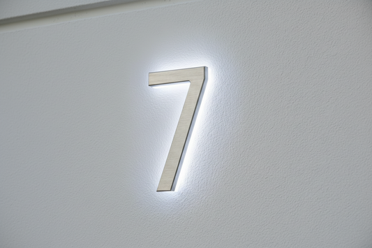 LUMO Lighting | Contemporary Illuminated Address Number 5" (Outdoor) - Silver/Brushed Aluminum