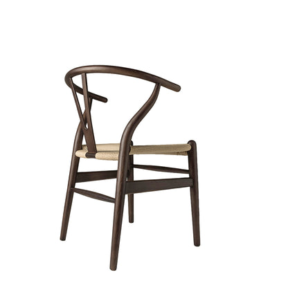 CH24 Wishbone Armchair Premium Reproduction - Dark Stained Ash Wood / Natural Cord