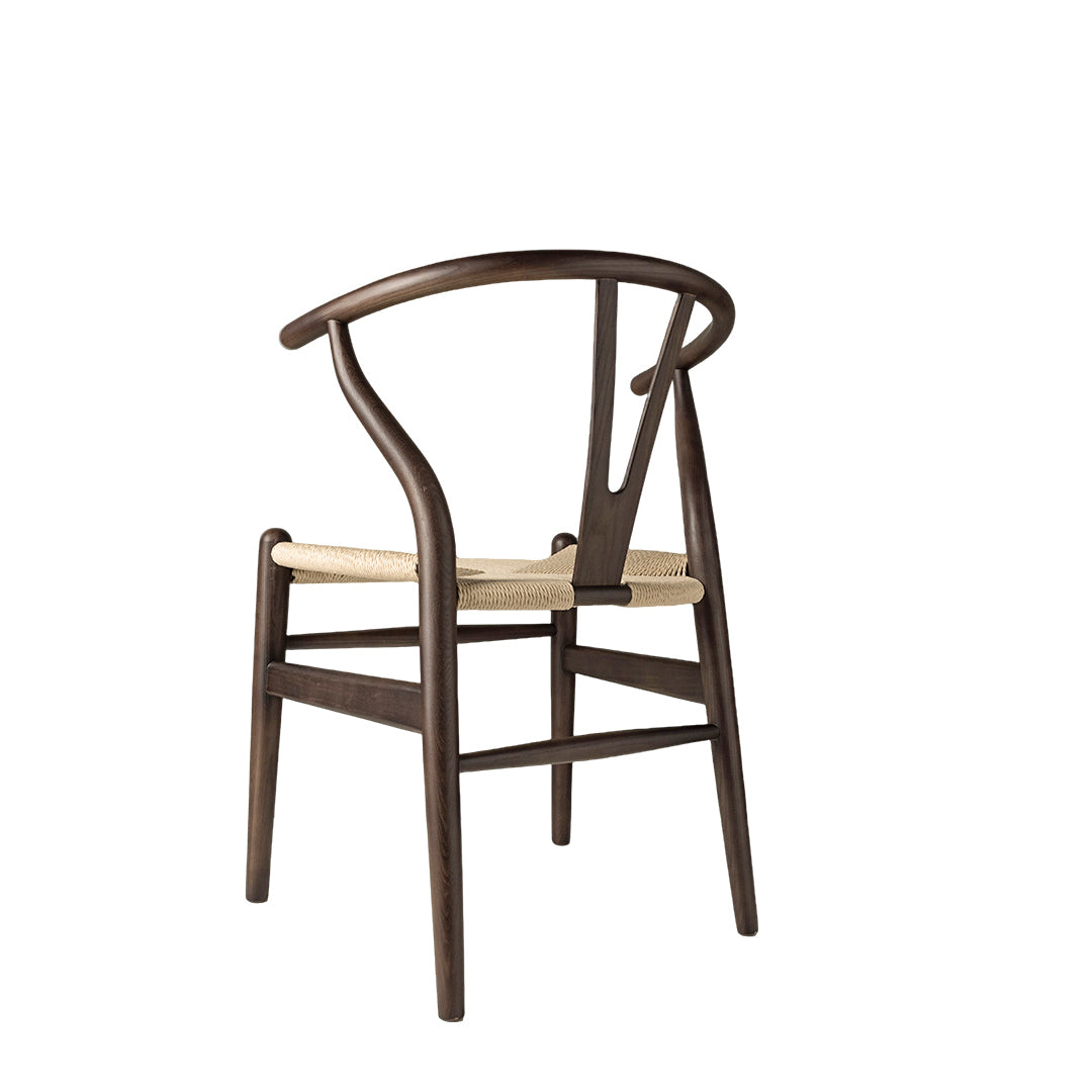 CH24 Wishbone Armchair Premium Reproduction - Dark Stained Ash Wood / Natural Cord