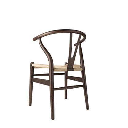 CH24 Wishbone Armchair Premium Reproduction - Dark Stained Ash Wood / Natural Cord