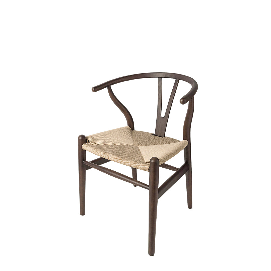 CH24 Wishbone Armchair Premium Reproduction - Dark Stained Ash Wood / Natural Cord