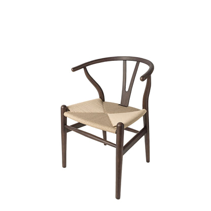 CH24 Wishbone Armchair Premium Reproduction - Dark Stained Ash Wood / Natural Cord