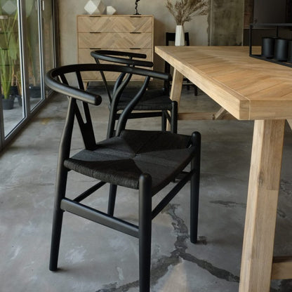 CH24 Wishbone Armchair Premium Reproduction - Black Beechwood / Black Cord