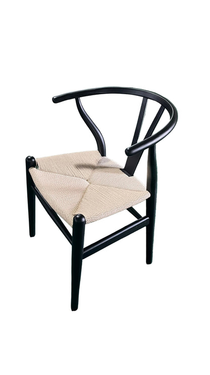 CH24 Wishbone Armchair Premium Reproduction - Black Beechwood / Natural Cord