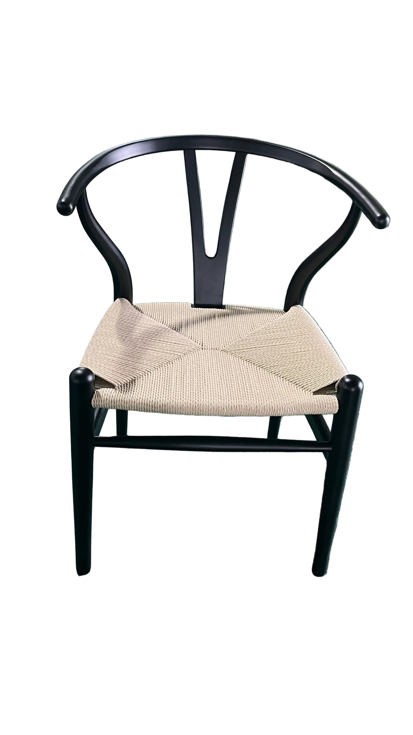 CH24 Wishbone Armchair Premium Reproduction - Black Beechwood / Natural Cord