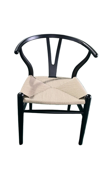 CH24 Wishbone Armchair Premium Reproduction - Black Beechwood / Natural Cord