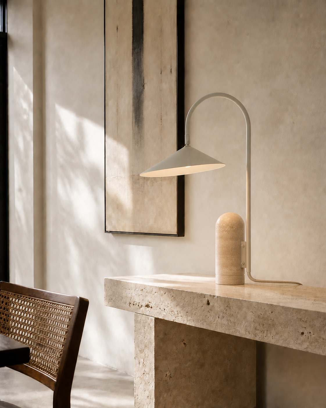 Leaf Table Lamp - Travertine