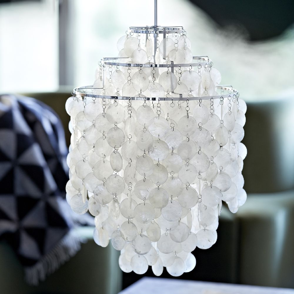 Verano Mother Of Pearl Pendant Lamp 45cm - Chrome