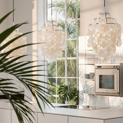 Verano Mother Of Pearl Pendant Lamp 45cm - Chrome