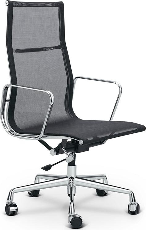 Eames EA119 Office Chair - Premium Reproduction - Mesh High Back - Polished Aluminum Frame