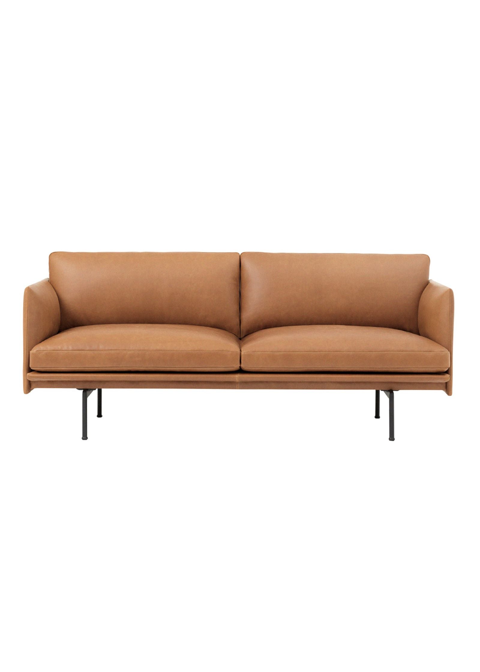 Linear Sofa - 2 Seater Cognac Leather Black Hardware (Preorder, please enquire on current lead time).