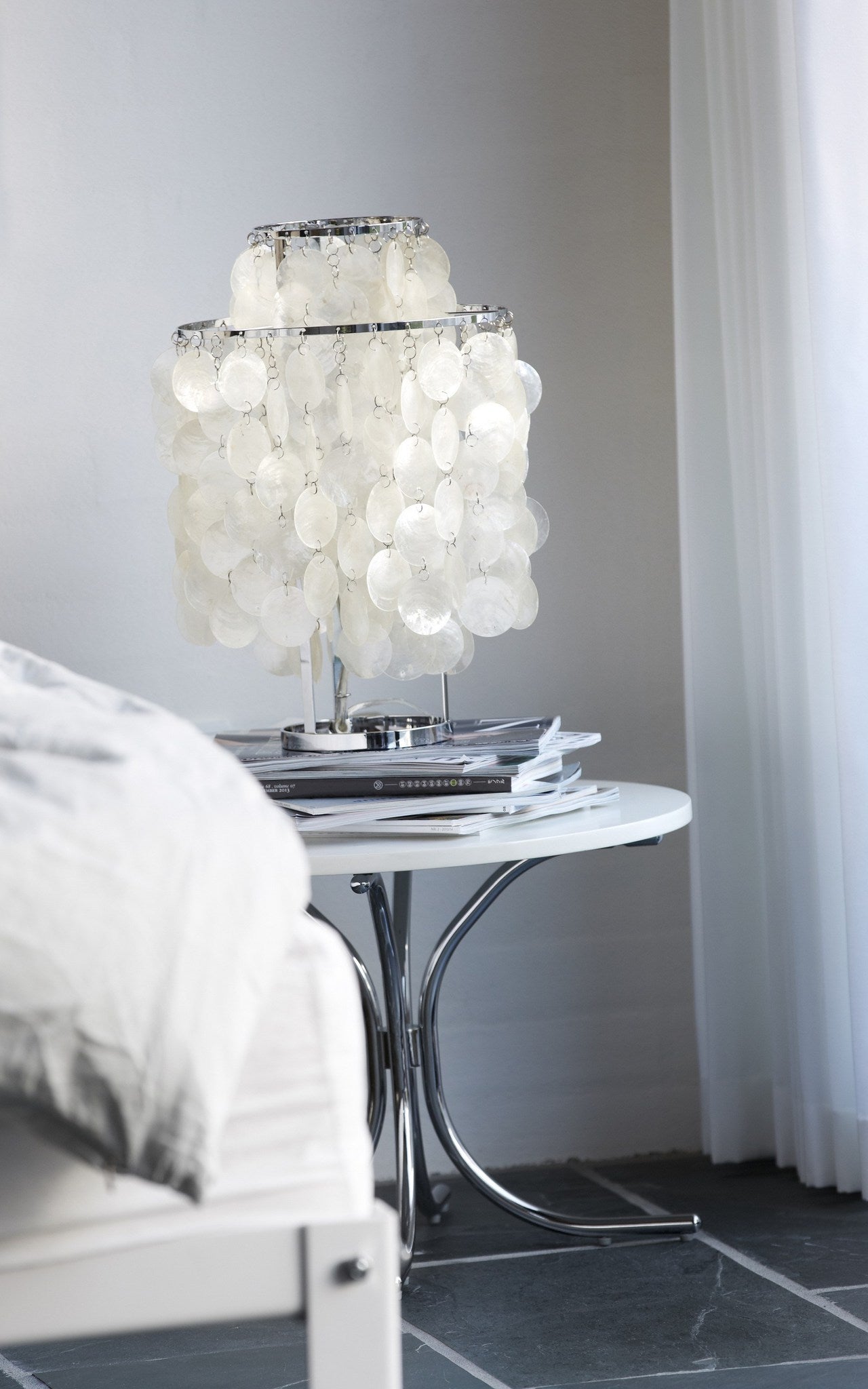 Verano Mother Of Pearl Table Lamp 27cm - Chrome