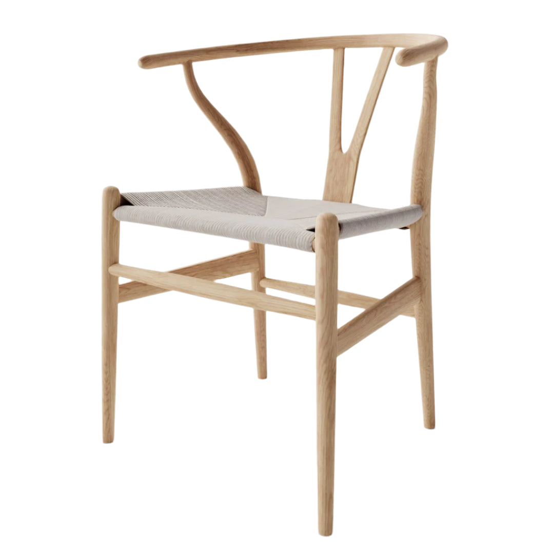 CH24 Wishbone Armchair Premium Reproduction - Natural Ash Wood / Natural Cord