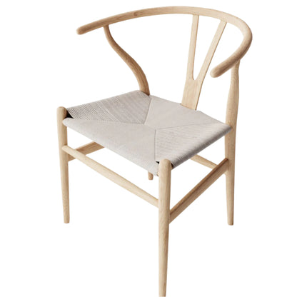 CH24 Wishbone Armchair Premium Reproduction - Natural Ash Wood / Natural Cord